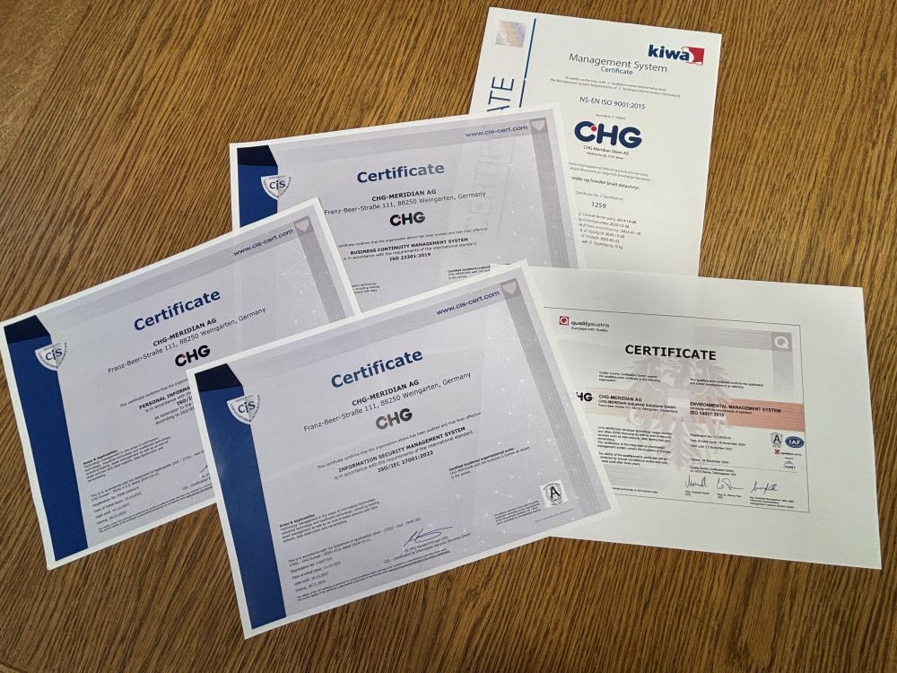 CHG Skien sine ISO-sertifikater.